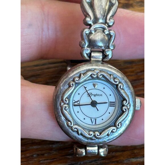 Vintage Brighton Aurora Ladies Watch With Ornate Band With Leather NEEDS BATTERY - Picture 9 of 15